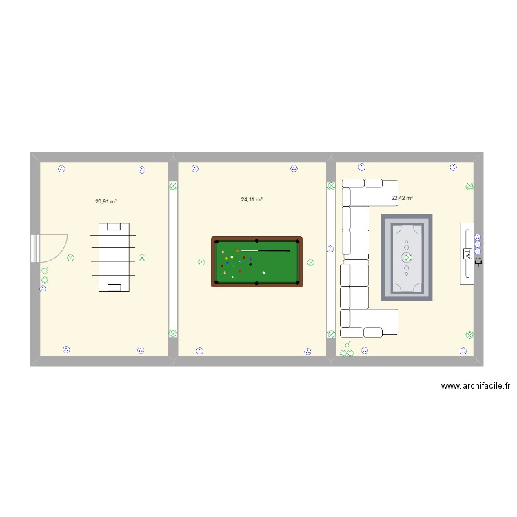 Michelon ETAGE . Plan de 3 pièces et 67 m2