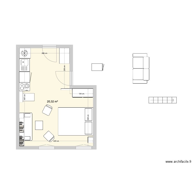 Pièce Prin 4. Plan de 1 pièce et 20 m2