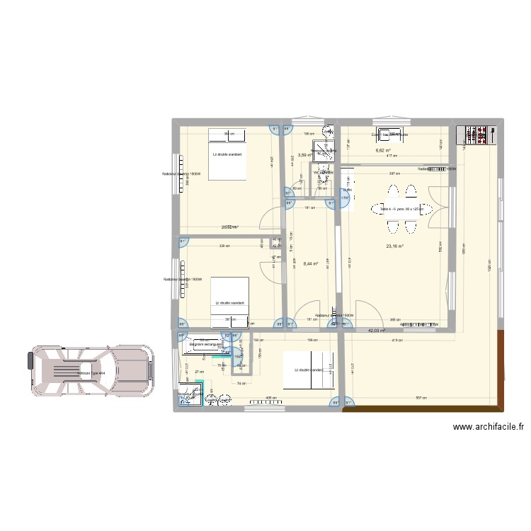 agrandissement. Plan de 6 pièces et 111 m2