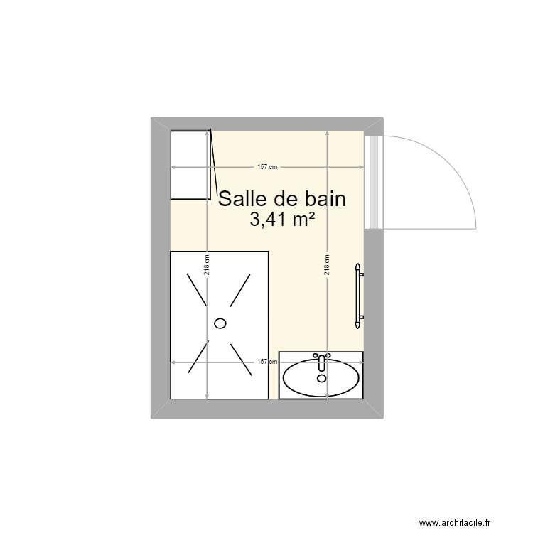 SDB CELINE. Plan de 1 pièce et 3 m2