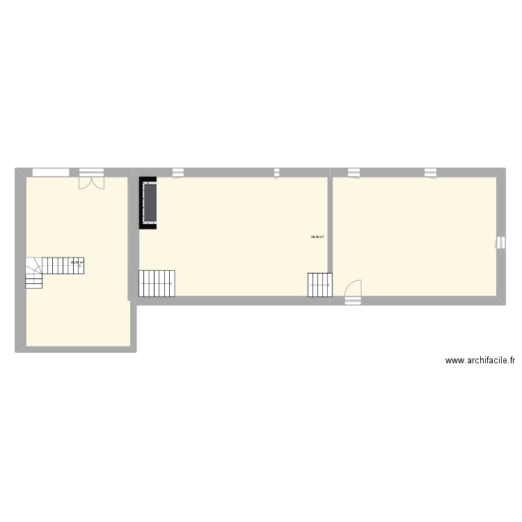 Porsac'h-v1. Plan de 2 pièces et 140 m2