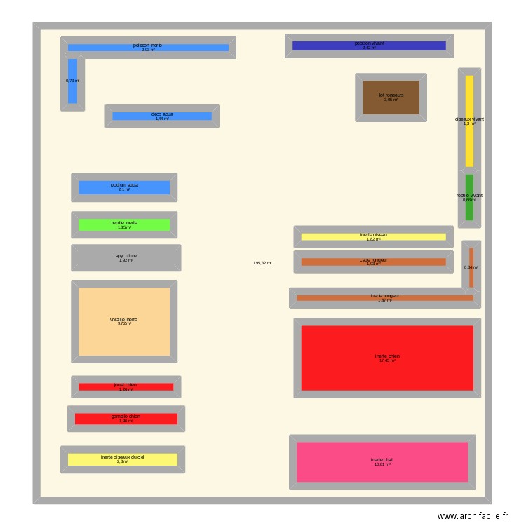 plan animalerie gamm vert. Plan de 21 pièces et 384 m2