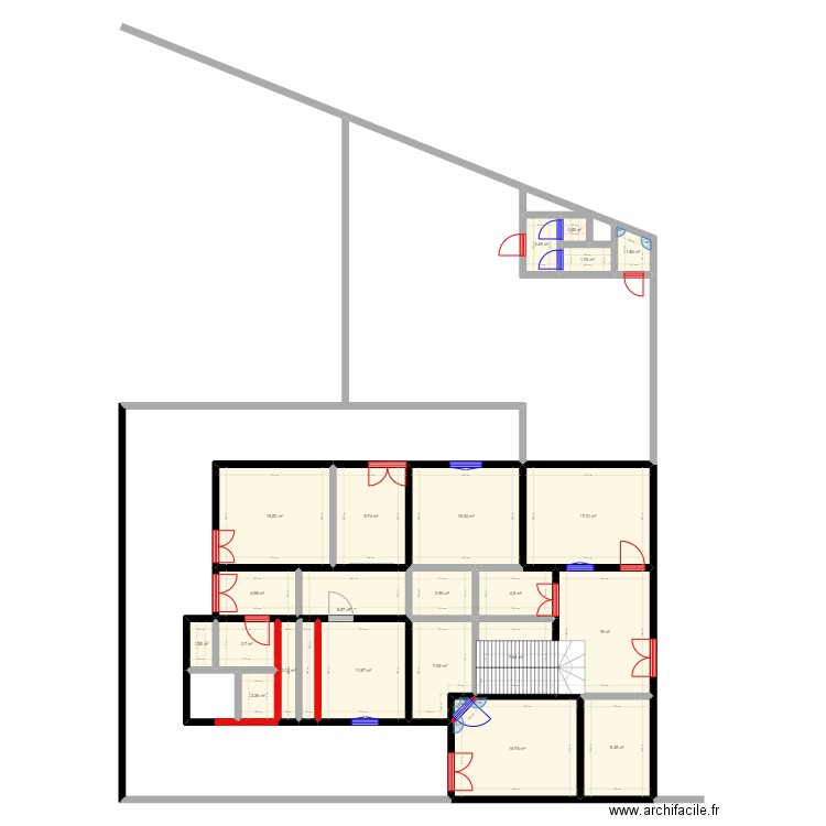 KAMOULA2. Plan de 23 pièces et 166 m2