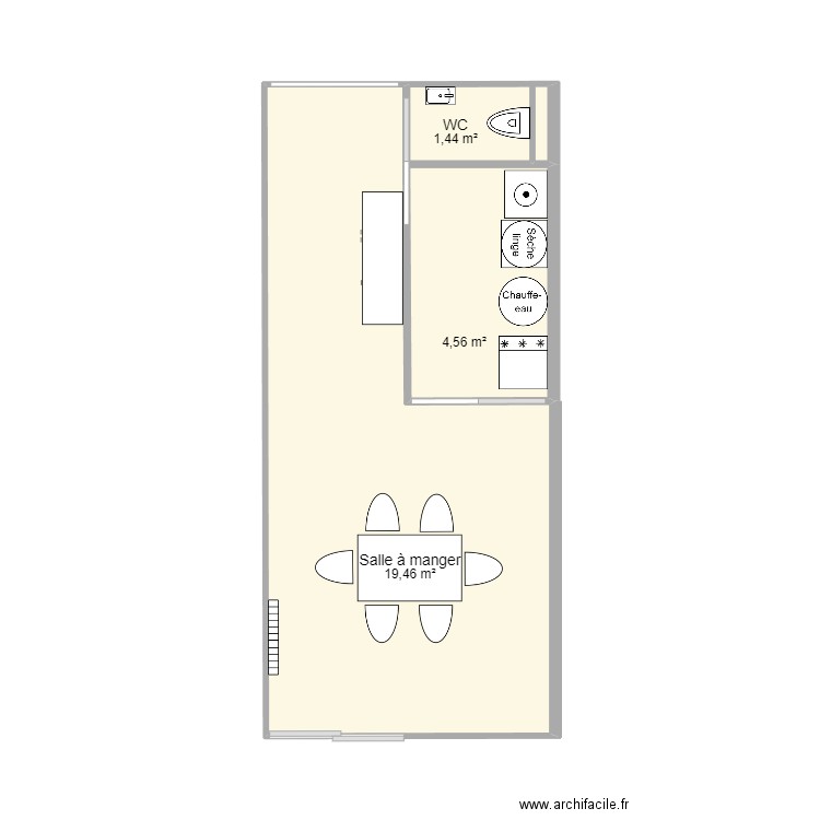 SAM. Plan de 3 pièces et 25 m2