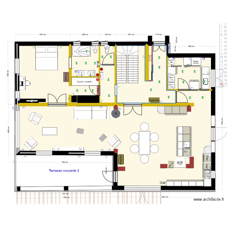 Cuisine ines5. Plan de 34 pièces et 427 m2