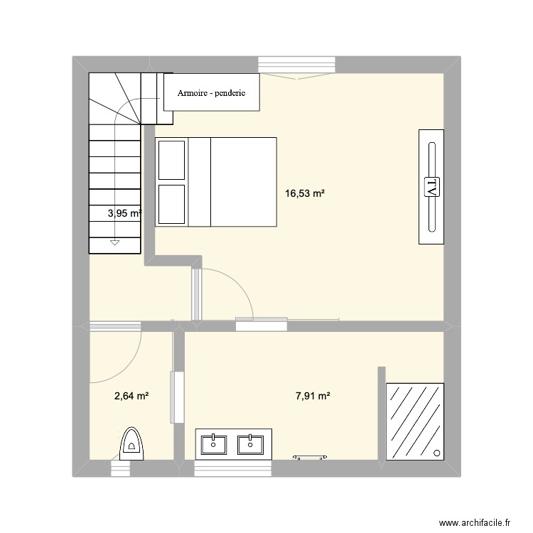 plan st pwa. Plan de 4 pièces et 31 m2