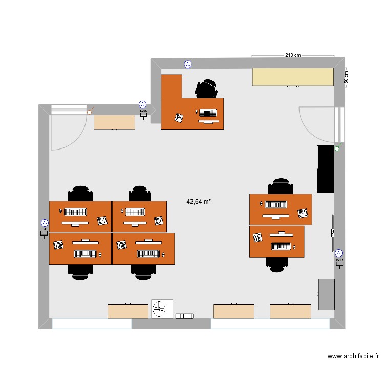 BureauInfo. Plan de 1 pièce et 43 m2