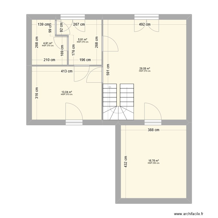 Niveau R+0. Plan de 5 pièces et 70 m2