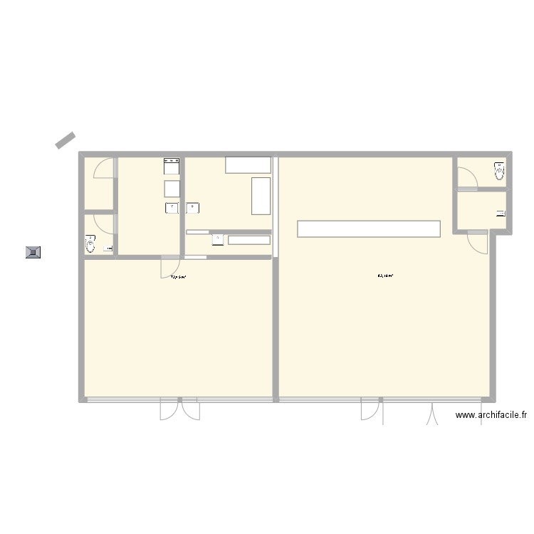 plan 2. Plan de 2 pièces et 155 m2