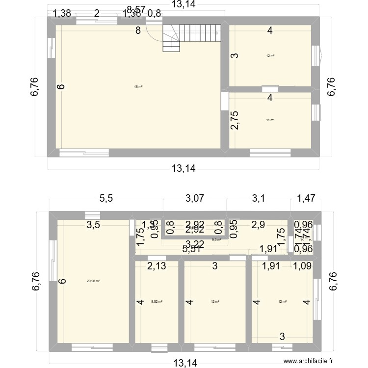 try2. Plan de 10 pièces et 138 m2