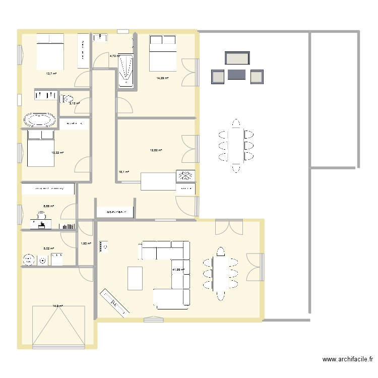 maison new. Plan de 12 pièces et 147 m2