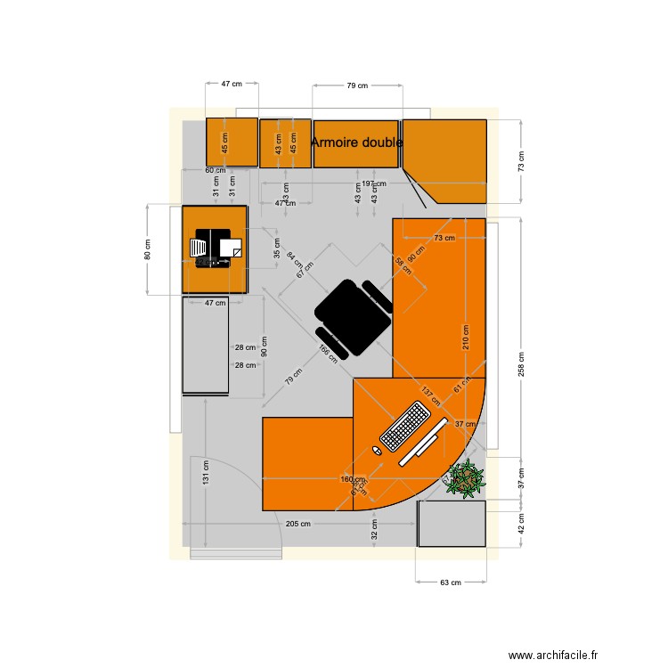 Mon Bureau2. Plan de 1 pièce et 10 m2