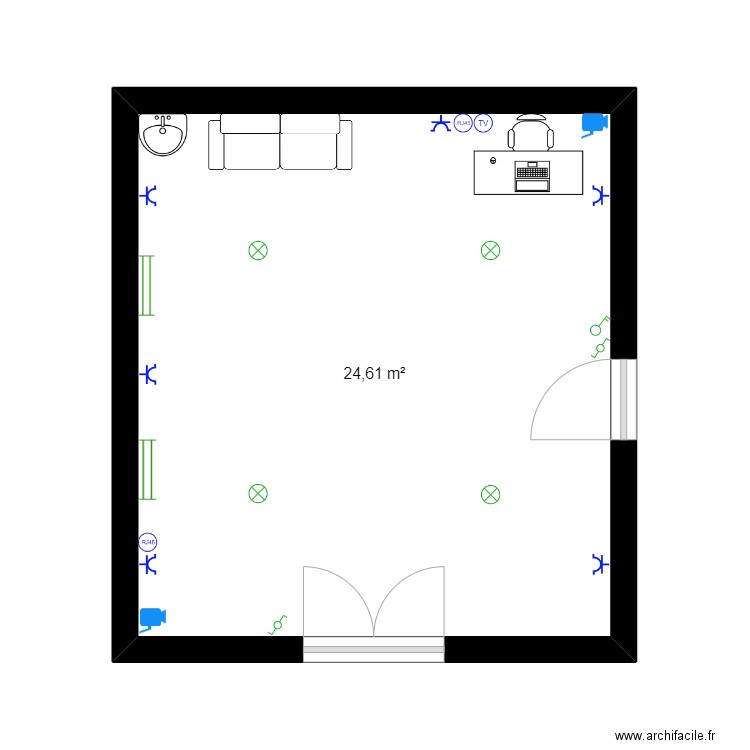 projet. Plan de 1 pièce et 25 m2