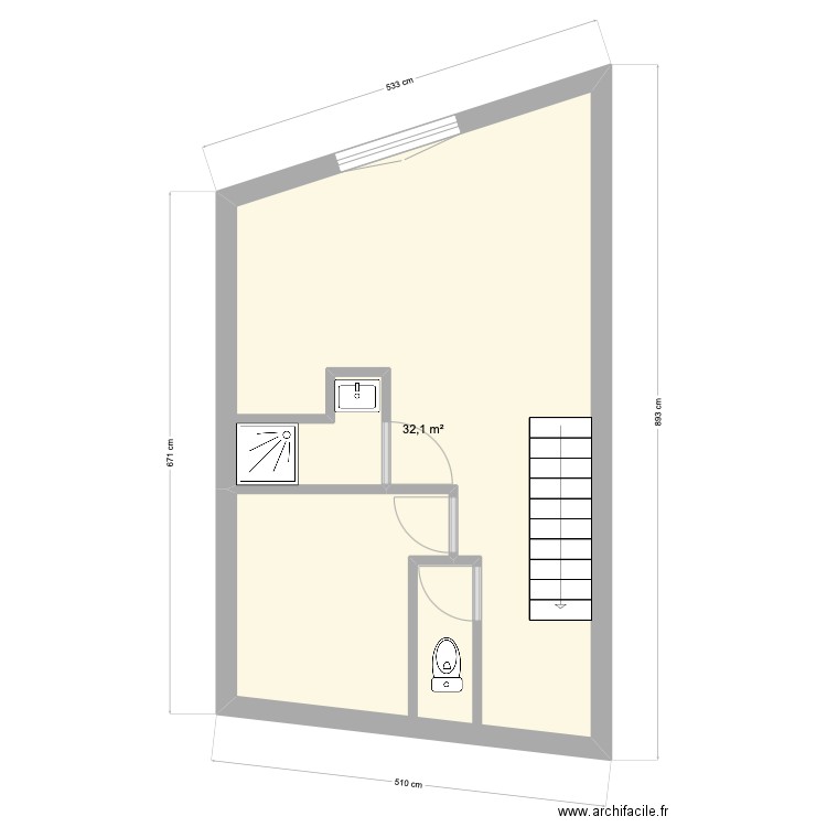 Av Blériot. Plan de 1 pièce et 32 m2