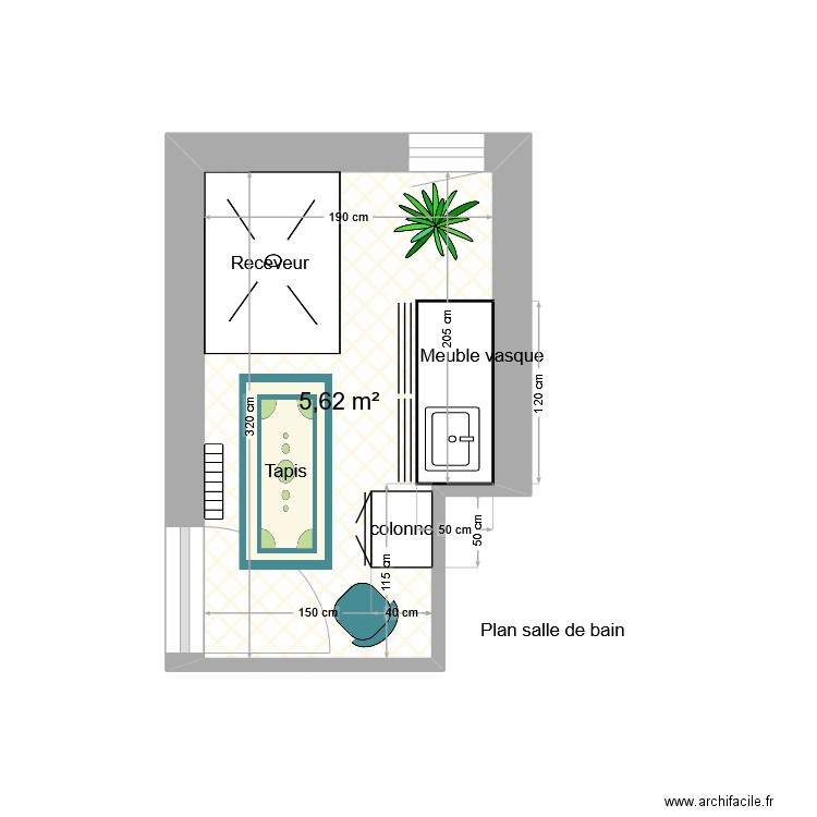 Aubrée. Plan de 1 pièce et 6 m2