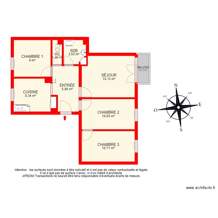 BI 21968 - . Plan de 15 pièces et 78 m2