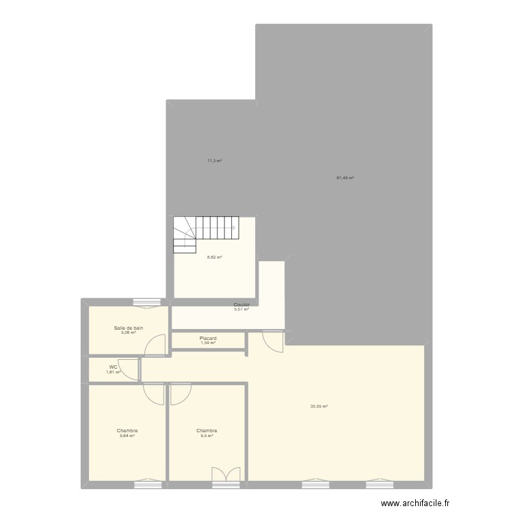 PROJET CHATEAUNEUF AVEC TRAVAUX 1ER ETAGE. Plan de 10 pièces et 149 m2