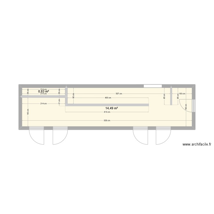 couloir. Plan de 2 pièces et 15 m2