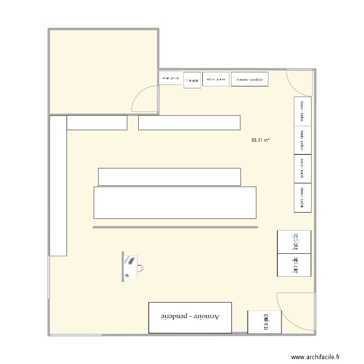 Logistique. Plan de 1 pièce et 88 m2