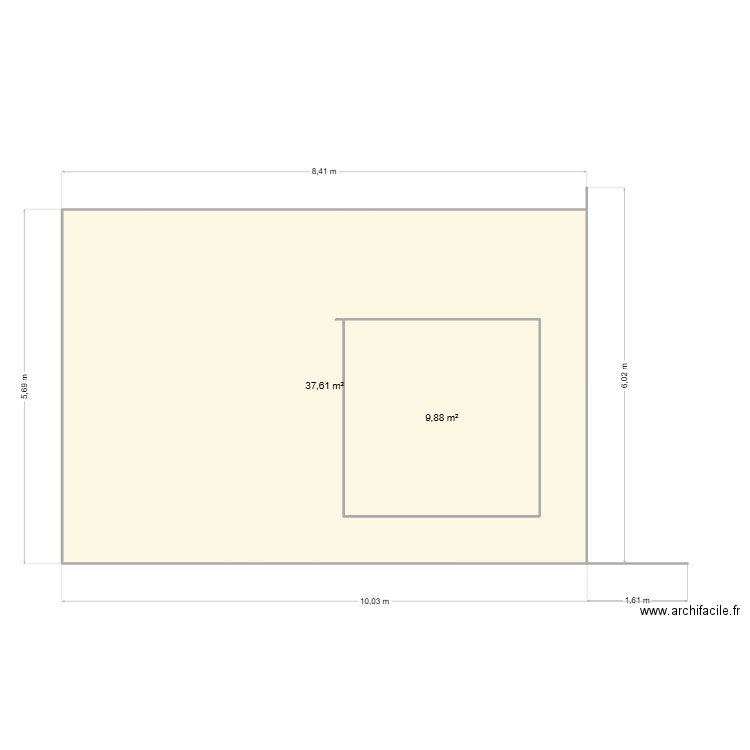 Grau  JP Thuir. Plan de 2 pièces et 58 m2