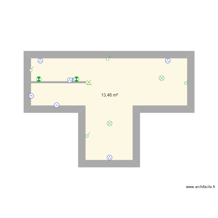 xaio. Plan de 1 pièce et 13 m2