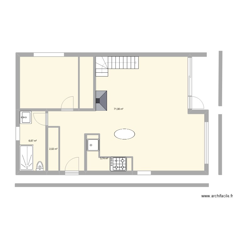 chalet en bois. Plan de 4 pièces et 83 m2