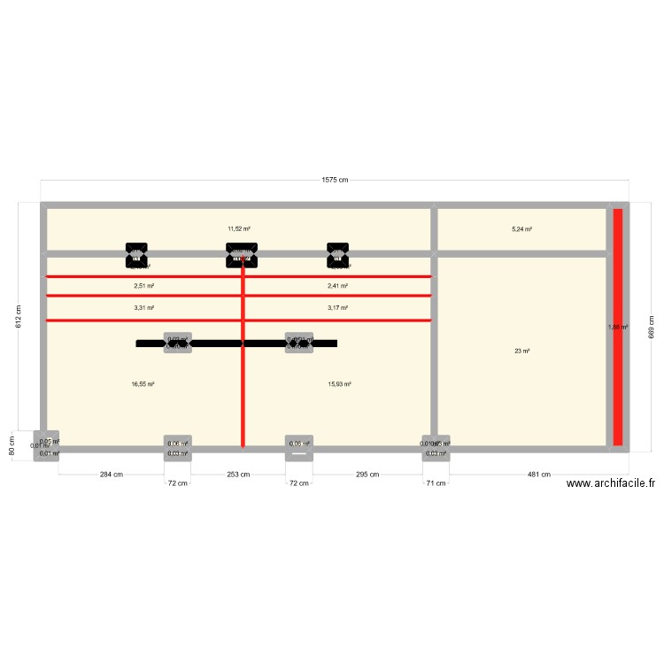 king ch1. Plan de 35 pièces et 91 m2