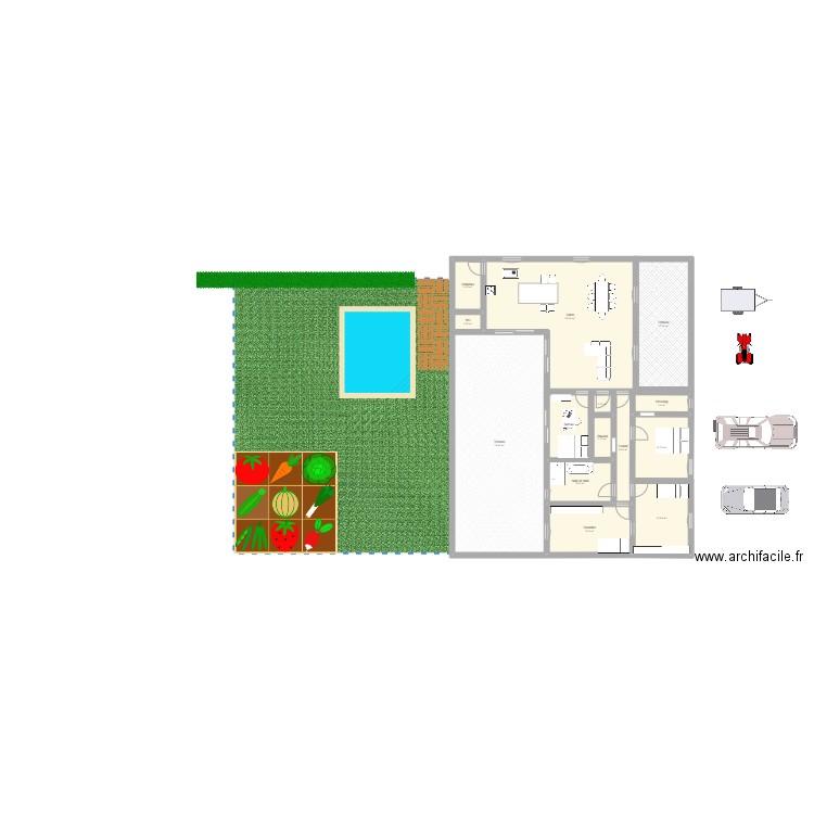 maison 1. Plan de 14 pièces et 227 m2