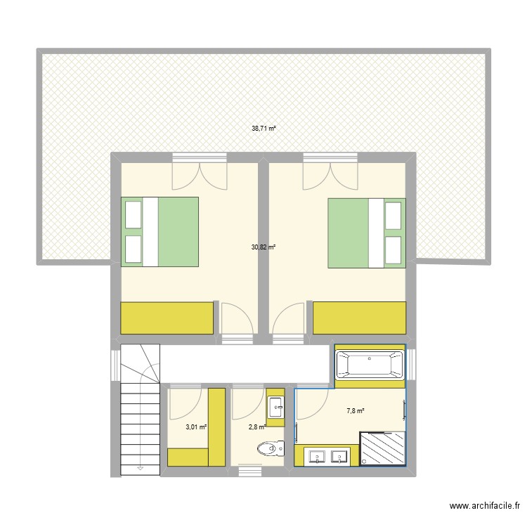 etage24466. Plan de 5 pièces et 83 m2