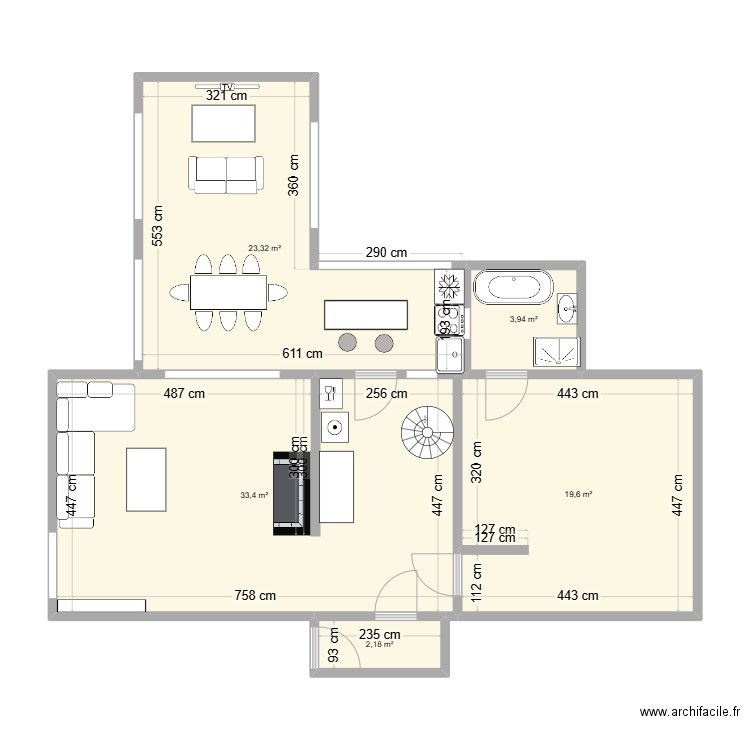 puy 1. Plan de 5 pièces et 82 m2