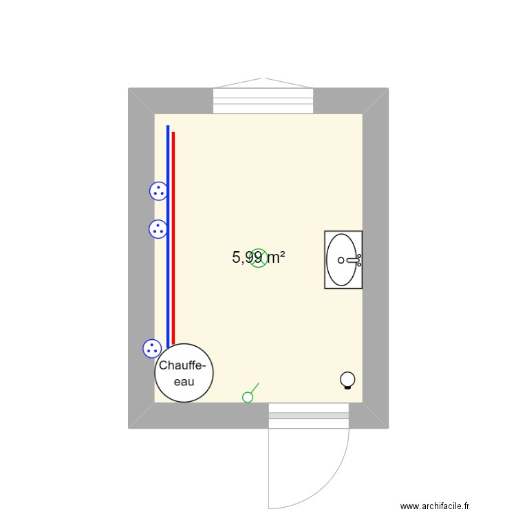 salle de bain flix 1 . Plan de 1 pièce et 6 m2