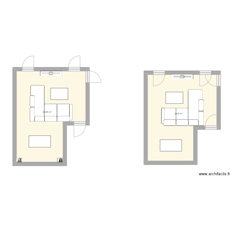 salon. Plan de 2 pièces et 51 m2