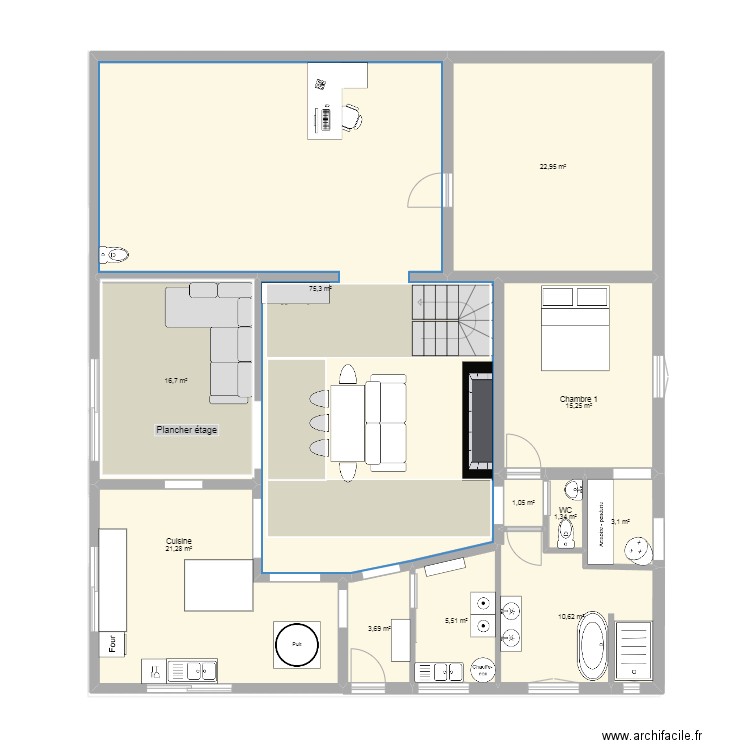 Test1bis. Plan de 11 pièces et 177 m2