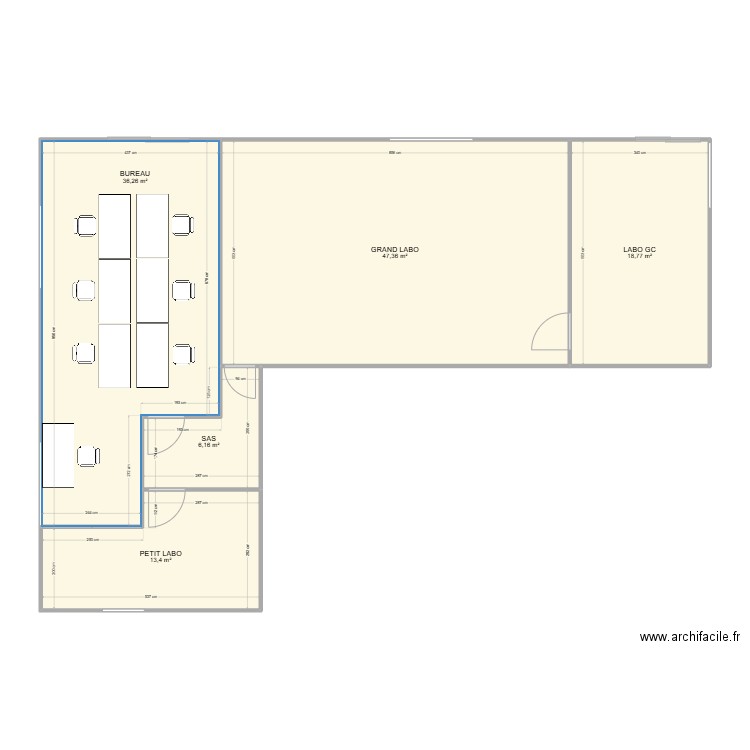 Projet Labo CQ . Plan de 5 pièces et 122 m2