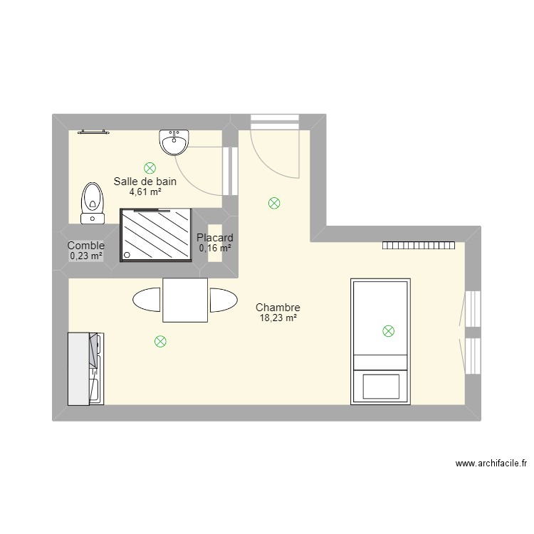 STUDIO VIDE. Plan de 4 pièces et 23 m2