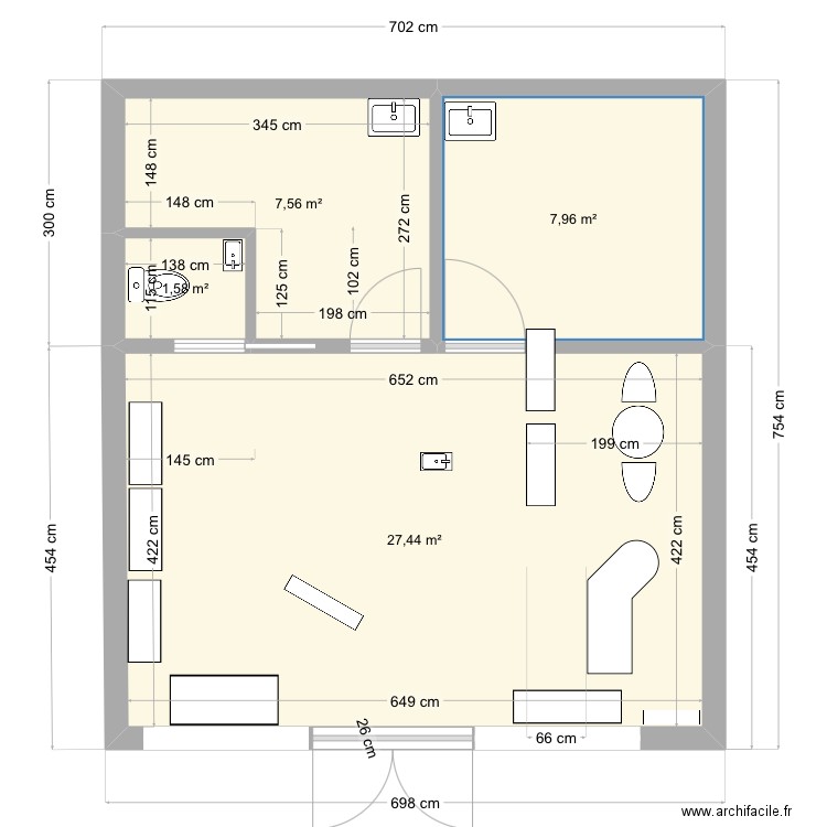 AHAVA 12-12. Plan de 4 pièces et 45 m2