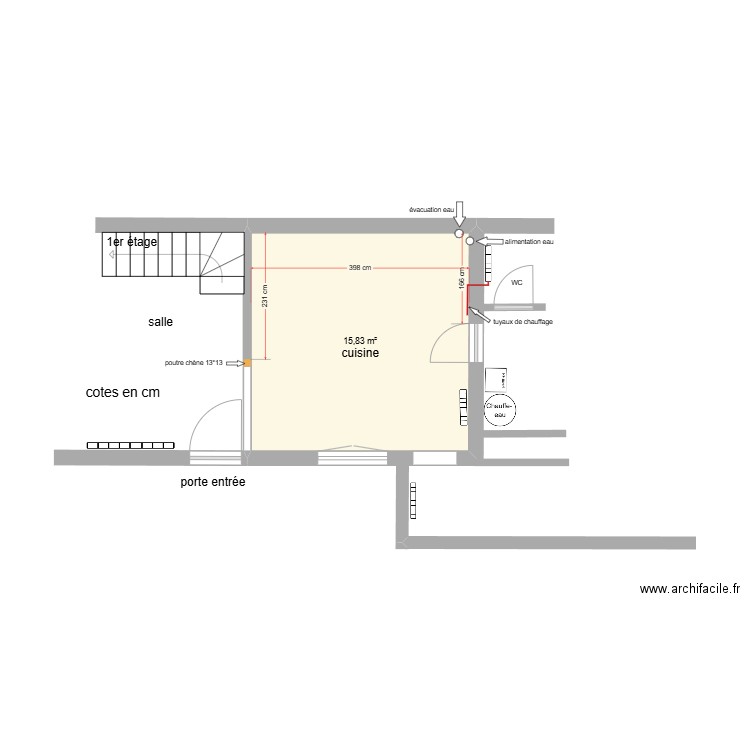 maison. Plan de 1 pièce et 16 m2