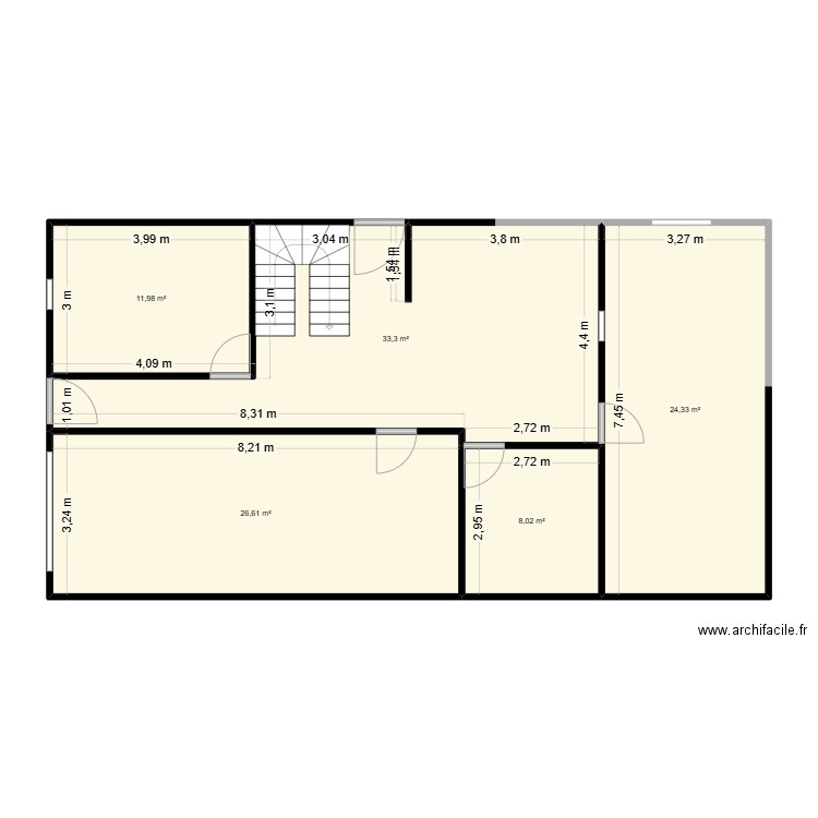 plan RDC. Plan de 5 pièces et 104 m2