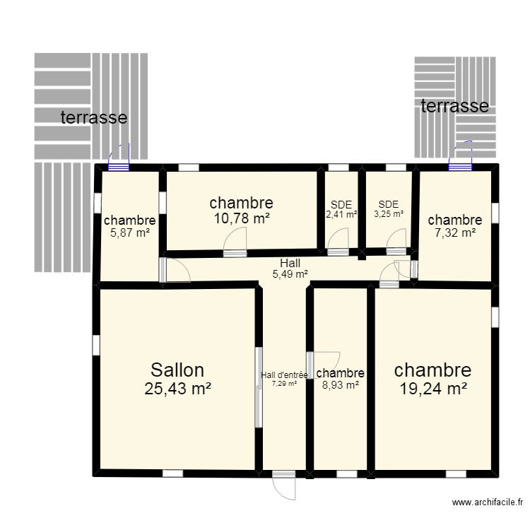 plan maison manouba. Plan de 10 pièces et 96 m2