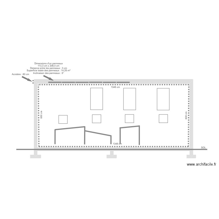 DESCHAMPS PLAN DE COUPE. Plan de 1 pièce et 71 m2