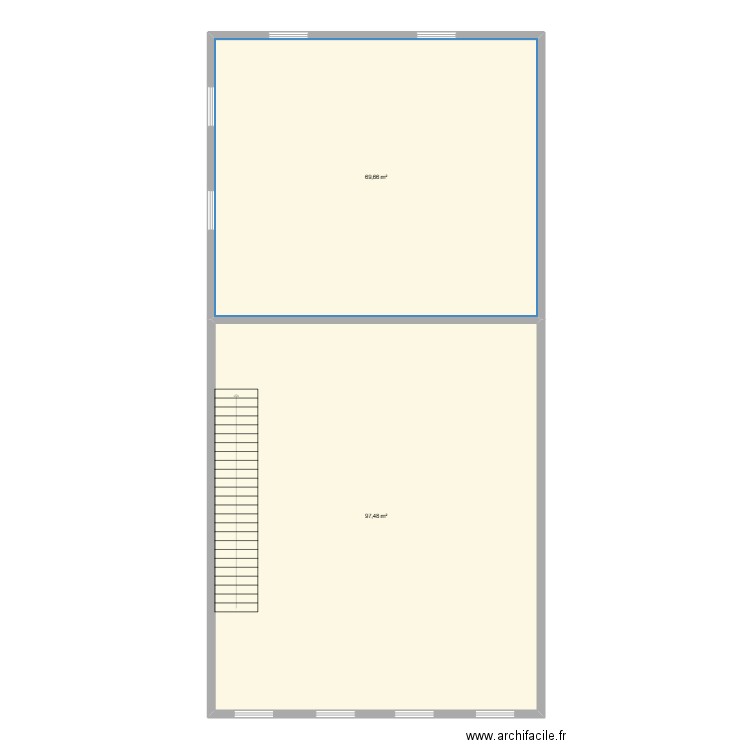 base mezzanine serris. Plan de 2 pièces et 167 m2