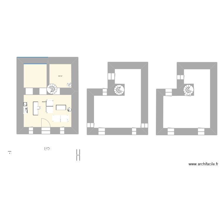 Maison Lannion base. Plan de 2 pièces et 49 m2