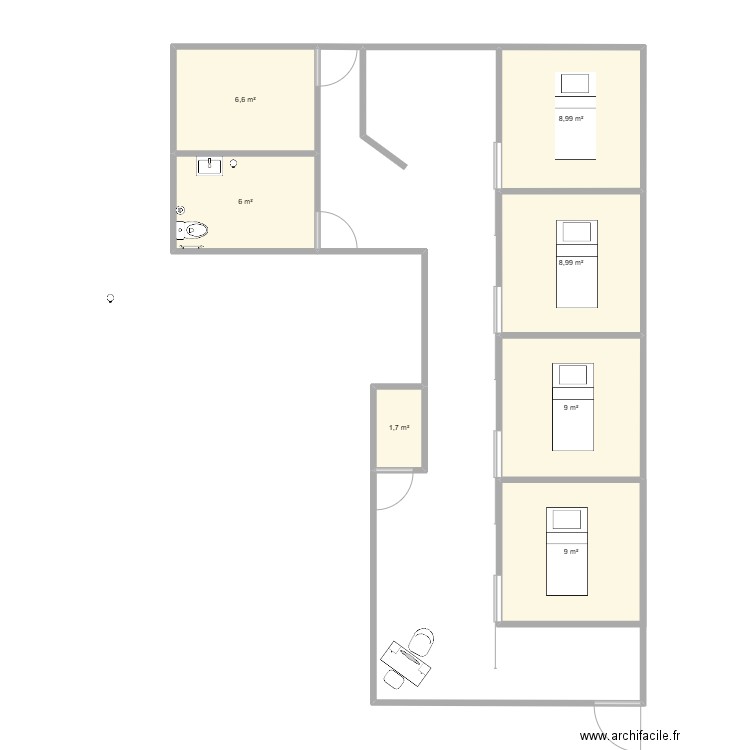 plan du local madama geoffrion. Plan de 7 pièces et 50 m2