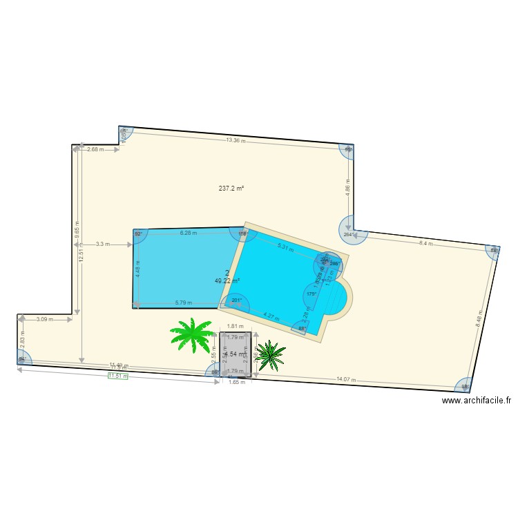 piscine 2. Plan de 3 pièces et 341 m2