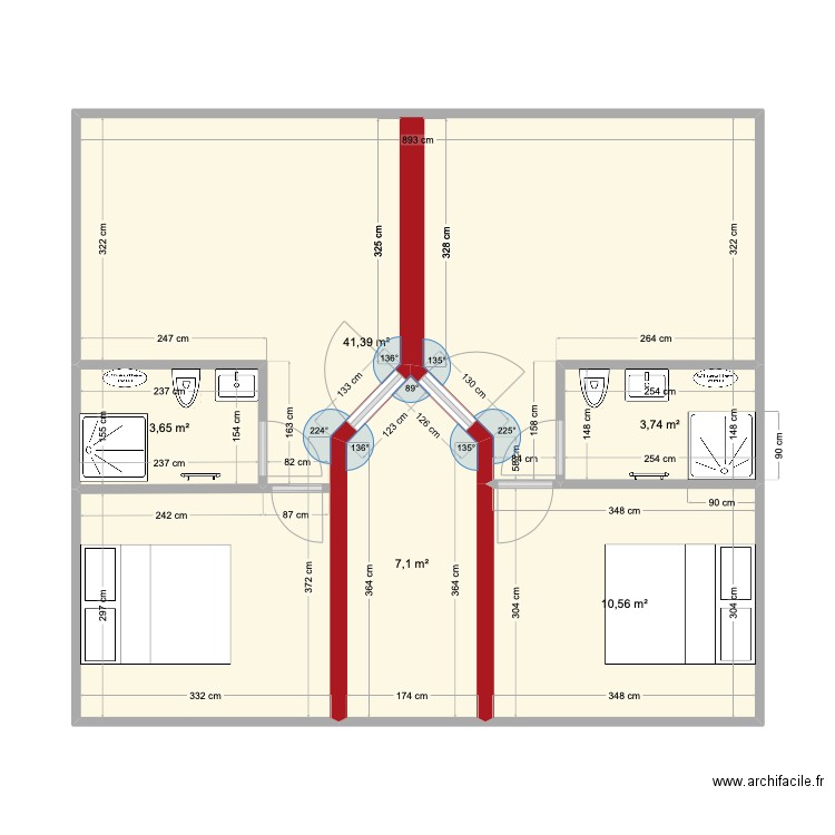 pierrelaye. Plan de 5 pièces et 66 m2