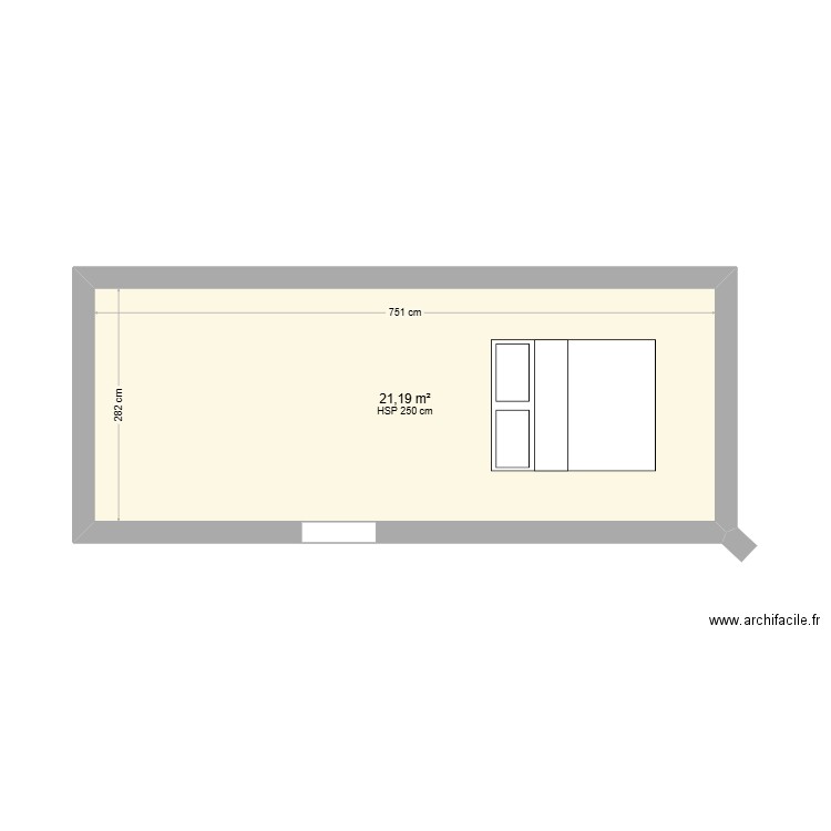 chambre. Plan de 1 pièce et 21 m2