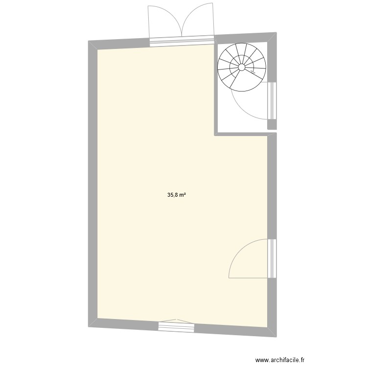 Cabinet. Plan de 1 pièce et 36 m2