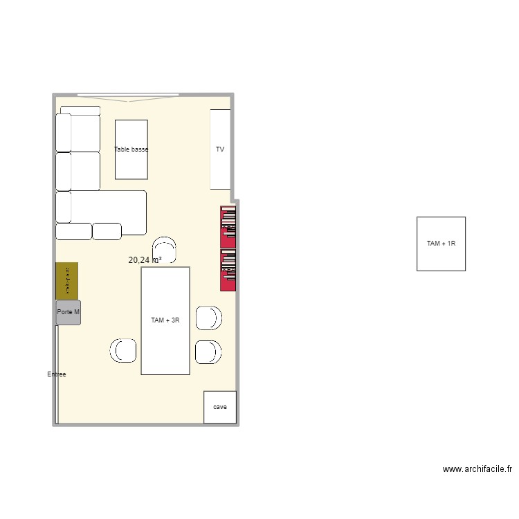 MonSalon. Plan de 1 pièce et 20 m2