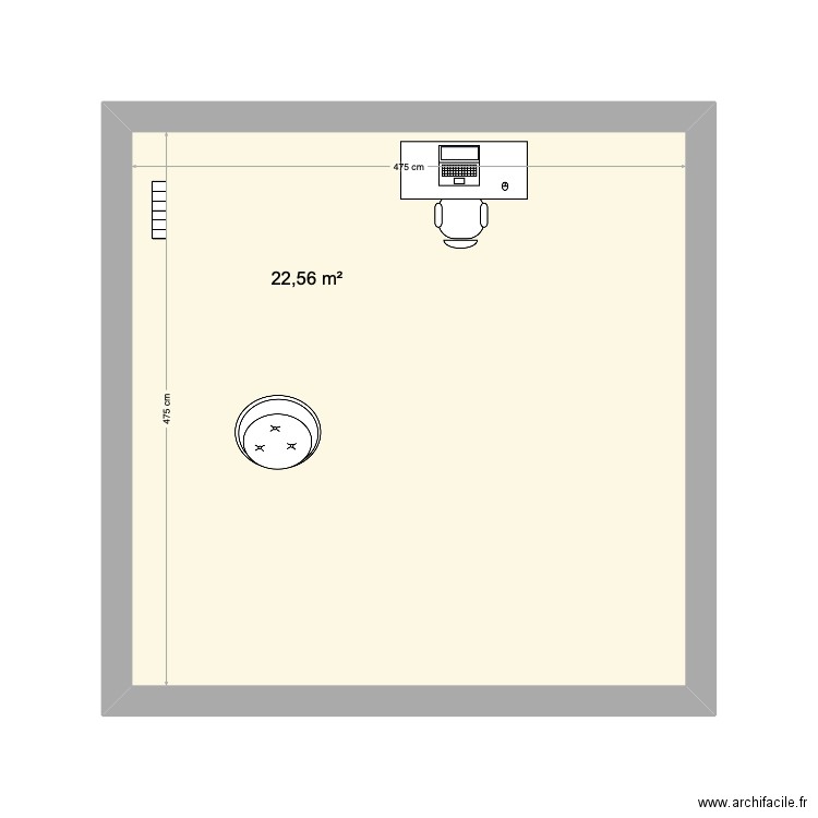 Salle de jeux. Plan de 1 pièce et 23 m2