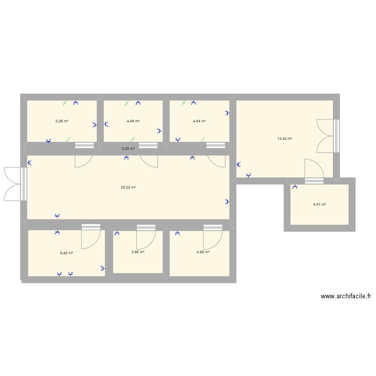 maison nnnn. Plan de 10 pièces et 70 m2